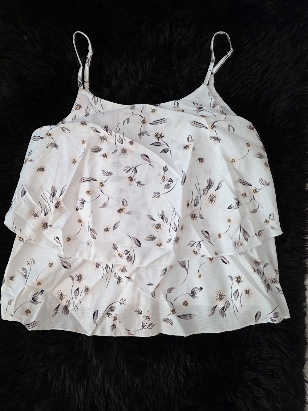 White Floral Ruffle Cami